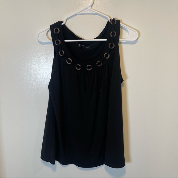 Anne Klein Tops - Anne Klein Black Sleeveless Top with Chain Detail‎ women’s size large